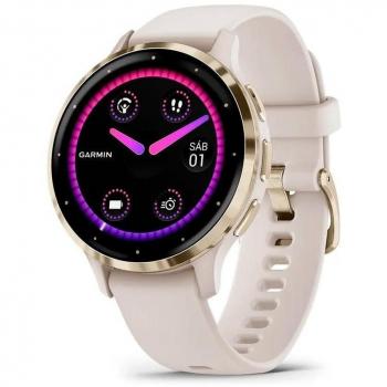 Garmin Venu 3S 010-02785-04, GPS Smartwatch, Soft Gold & Ivory color, AMOLED display, smaller size (41mm), all-day advanced health and fitness features, voice functionality, music storage, wellness smartwatch