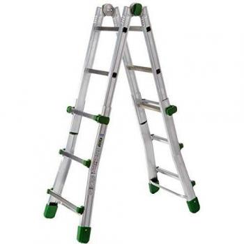 Escalera Telescópica de Aluminio Facal Eurobriko 3+3 Peldaños, Capacidad Máxima 150 kg, EN 131, Altura hasta 3.8 m