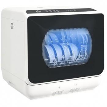 Mini Lavavajillas de Encimera Homcom con 5+1 Programas, Depósito de Agua de 6L, Dos Modos de Suministro y Pantalla LED