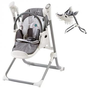 FableKids 2en1 trona balancín NOA, para bebés de 6 a 36 meses, plegable, con sensor de llanto, puerto USB, 12+2 melodías, compatible con Swing Control App y