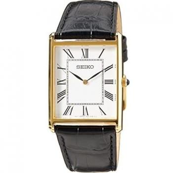 Reloj Seiko Classic SWR052P1 - Hombre, Cuarzo, 29mm, Correa de Cuero Negra, Resistencia al Agua 3ATM