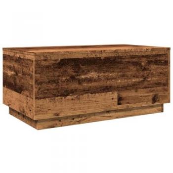 Mesa de centro con luces LED de madera envejecida 90x50x40 cm Marrón