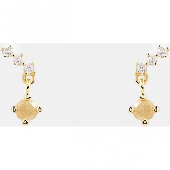 Pendientes Juno de plata con circonitas incrustadas, diseño elegante y moderno