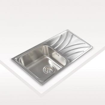 Fregadero Cata CDL-1 ED Acero Inoxidable 79 cm con 1 Cubeta y 1 Escurridor a la Derecha para Sobre o Bajo Encimera