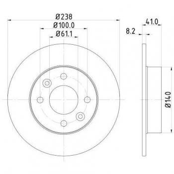 Disco de freno HELLA PRO 8DD 355 101-221 para Renault Twingo, Clio y Super 5, modelo 238, recubierto