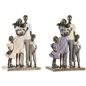 Figura Decorativa DKD Home Decor 17,5 x 8,5 x 26 cm Dorado Familia (2 Unidades)