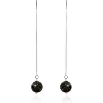 Pendientes Luxenter Onika de aleación de metal y labradorita con acabado en baño de rodio