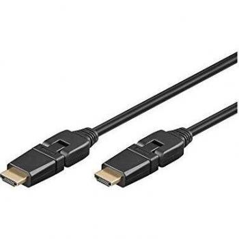 Cable HDMI High Speed 3m con Ethernet, Conectores Giratorios 360°, Dorado, Negro