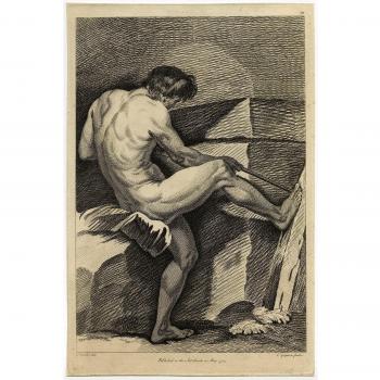 Antiguo print-nude-man-stone-cloth-rope-rock-vanloo-grignion-1773