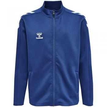 Hummel Chaqueta Core Xk Poly para niños, fabricada en poliéster, con diseño moderno, cierre frontal completo, puños ajustables y logo de Hummel