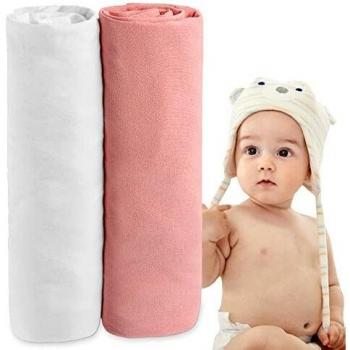 Dreamzie Juego de 2 Sábana Bajera Jersey Algodón 60 x 120 cm, para Cuna, Garantizada Sin Productos Químicos