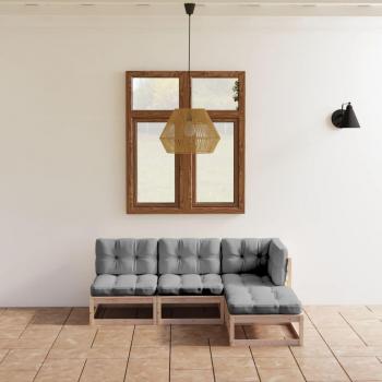 4-Piece Garden Lounge Set with Cushions, Solid Pine Wood