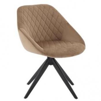 Silla giratoria de terciopelo y metal negro - Beige - PRICILE