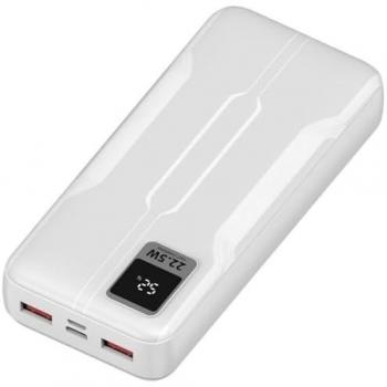 Powerbank Leotec 20000mAh 22.5W PD QC3.0 Blanca con LCD y 3 Puertos