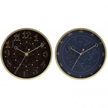 Reloj de Pared DKD Home Decor Azul Negro Aluminio Plástico Moderno 30 x 4 x 30 cm (2 Unidades)