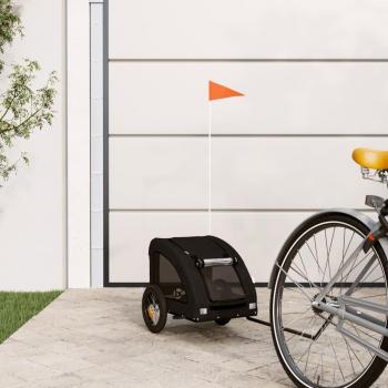 Remolque de bicicleta para perros hierro y tela Oxford negro