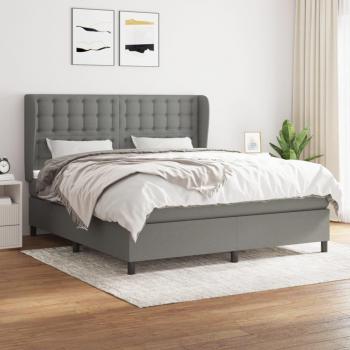 Cama box spring de muelles con colchón gris oscuro 180x200 cm Tela Vidaxl