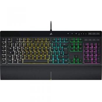 Corsair K55 RGB PRO Teclado para Juegos con Teclas de Membrana, Retroiluminación RGB Dinámica, 6 Teclas Macro con Integración el Software Elgato, Resistencia al Polvo y los Derrames, QWERTY, Negro
