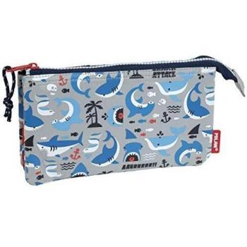 Portatodo 5 compartimentos Shark Attack, gris