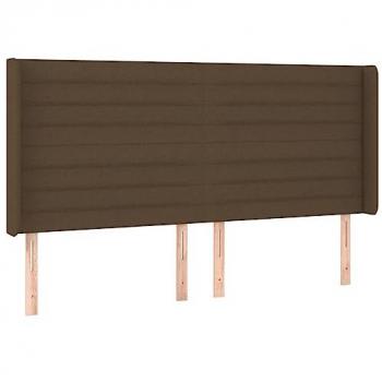 Cabecero con LED de tela marrón oscuro 203x16x118/128 cm
