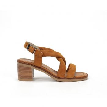 Sandalias de tacón Dorking para mujer en color marrón con cierre de hebilla