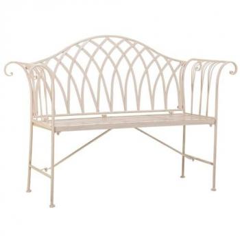Banco de forja blanco 110x50x88h cm con 2 puertas