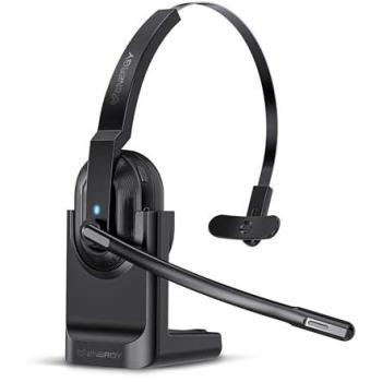 Auriculares Inalámbricos de Oficina Energy Sistem Voice Pure - Bluetooth 5.0, Conexión Multipunto, Microfono con Cancelación de Ruido y Base de Carga
