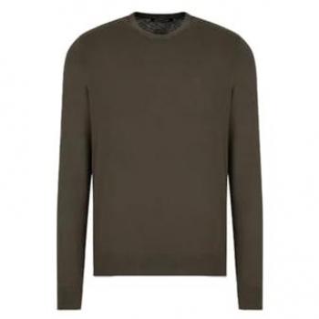 Armani Exchange Olive Green Cashmere Crewneck Sweater for Men, Size M