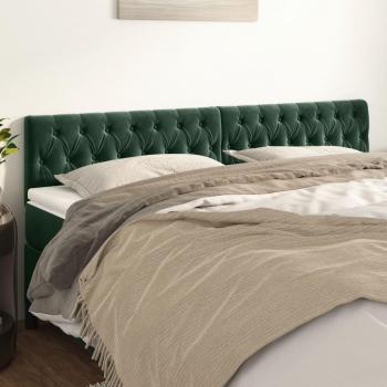 Cabeceros de terciopelo verde oscuro 100x7x78/88 cm - Pack de 2 unidades