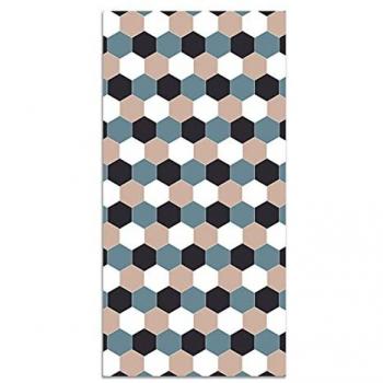 Alfombra Vinílica Mosaico Hexágonos Azul 200x250 cm - Antideslizante e Ignífuga para Cocina y Salón