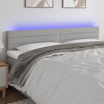 Cabecero LED de tela gris claro 200x5x78/88 cm