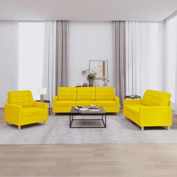 Juego de sofás con cojines 3 piezas tela amarillo claro vidaXL