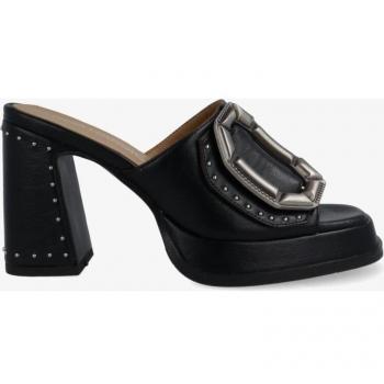 Sandalia de tacón estilo campero con remaches y hebilla para mujer - Noa Harmon 9674-0006 (negro)