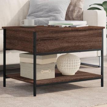 Mesa de centro de madera de ingeniería en color negro, roble sonoma y roble ahumado, dimensiones 70x50x50 cm, apta para salón, comedor o como mesa auxiliar