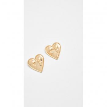 Gold Heart Earrings OS by Stradivarius