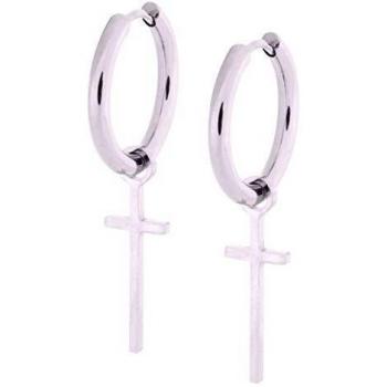 Wildcat Little Cross Mujer Pendiente Plateado, Acero Inoxidable,
