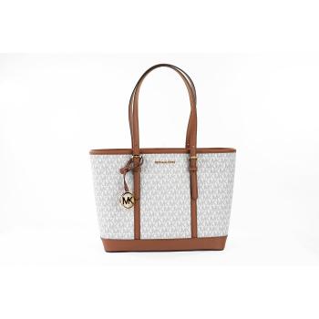 Michael Kors Jet Set Travel Small Vanilla PVC Shoulder Tote Handbag
