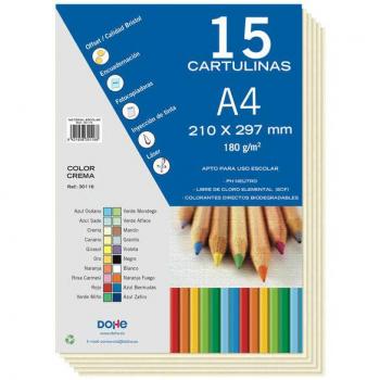 Cartulinas A4 Dohe - 15 hojas - Ideal para manualidades y proyectos escolares - Color Crema - 180 g/m²