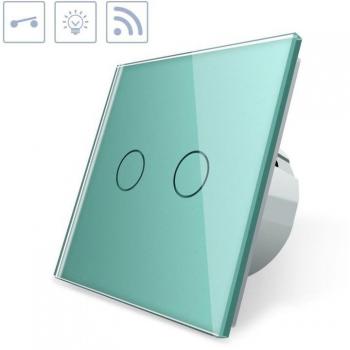 Interruptor táctil doble + remoto frontal verde LEDBOX