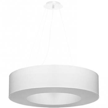 Lámpara Colgante Saturno 70 Blanca E27 Acero Tela 6 Bombillas LED 112cm