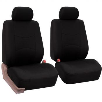 FH GROUP Juego Delantero plano tejido – Fundas para asientos de coche negro