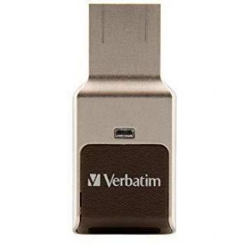 Memoria USB Verbatim 128GB con Reconocimiento y Cifrado de Huellas Dactilares - USB 3.2 Gen 1 - Color Marrón/Dorado