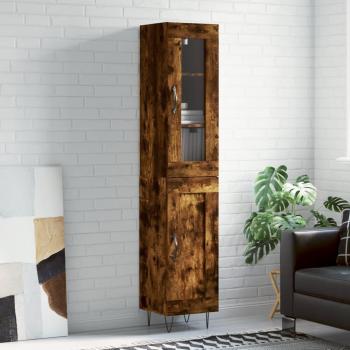 Aparador de madera contrachapada roble ahumado 34,5x34x180 cm marrón vidaXL