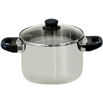 Cacerola de Acero Inoxidable Pulido para Inducción Juwel de Luxe 16cm con Tapadera de Cristal y Fondo Encapsulado