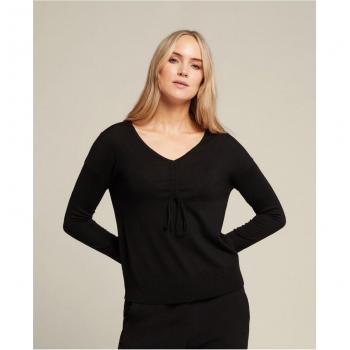 Jersey de mujer liso con jareta en el escote