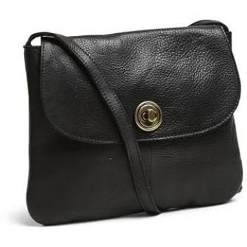 Pieces Totally Women's Leather Handbag - Large Black Shoulder Bag