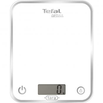 Tefal Báscula de Cocina - superficie de cristal, función tara automática, hasta 5 kg, función medición líquidos, anilla para colgar, batería triple A