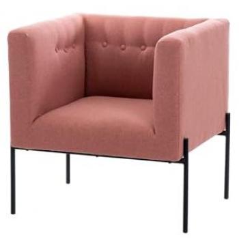 Sillón Textil Rosa con Patas de Metal Negro 70x65x75 cm