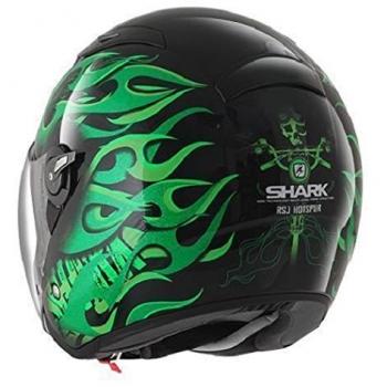 Casco SHARK HE7405EKGSM : RSJ 3 HOTSPUR color NEGRO VERDE PLATA talla M