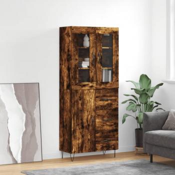 Aparador Alto de Madera Contrachapada en Roble Ahumado 69,5x34x180 cm